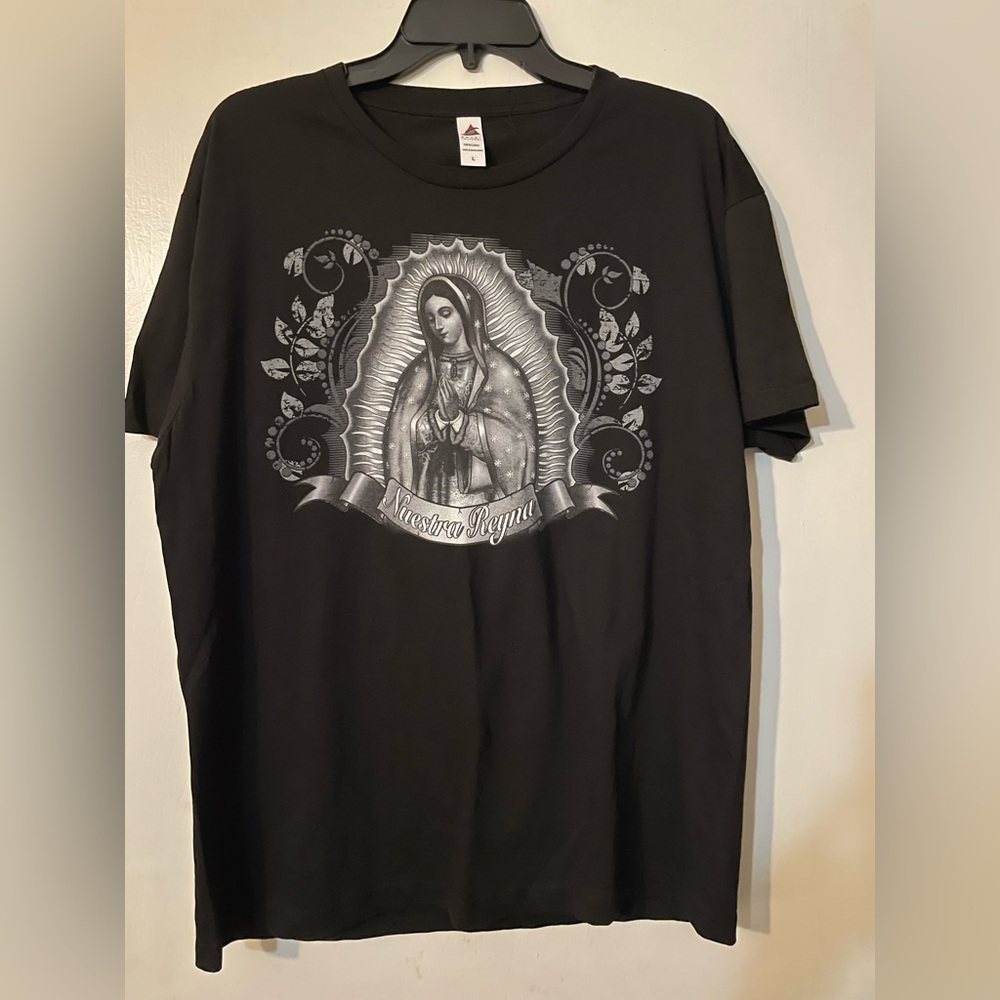 NWOT VIRGEN DE GUADALUPE T-SHIRT- BLACK SZ L